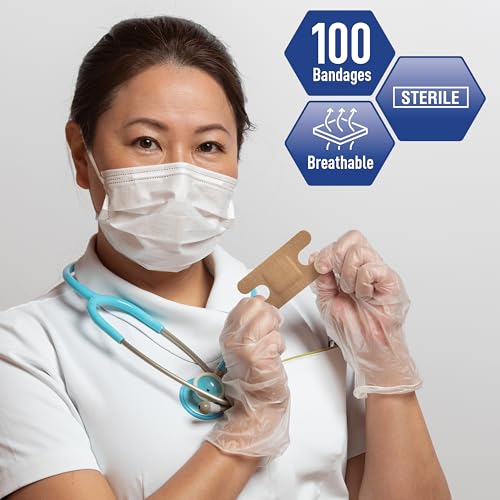 MED PRIDE Fabric Knuckle Bandages,Latex-Free,1.5x3 in,100-Count