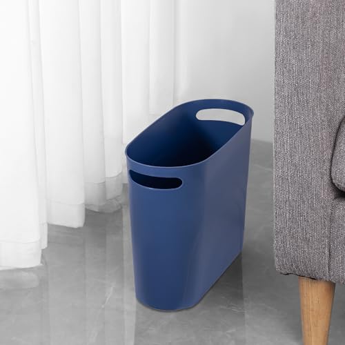 rejomiik Small Bathroom Trash Can, 3.5 Gallon Slim Garbage Can, Blue - color: Blue, size: 1 pack