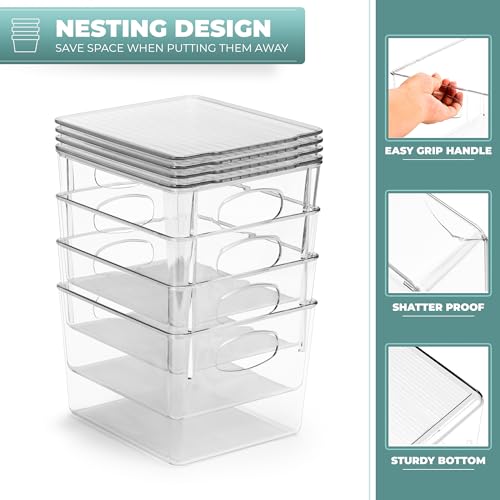 Sorbus Clear Toy Storage Bins with Lids, Stackable (Medium, 4 Pack) - size: Medium, style: 4 Pack