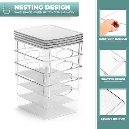 Sorbus Clear Toy Storage Bins with Lids, Stackable (Medium, 4 Pack) - size: Medium, style: 4 Pack