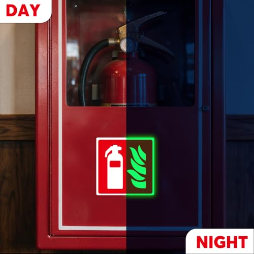 Fire Extinguisher Inside Sign Stickers,6 Pack Small Glow In The Dark - color: Fire Extinguisher 570