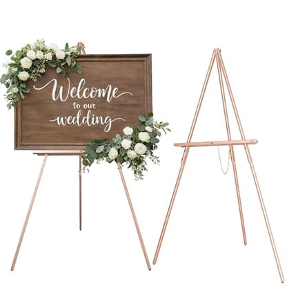 DJAR 63" Wooden Easel Stand for Sign, Adjustable Height, Rose Gold - color: Rose Gold, size: 1pc
