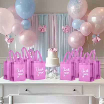 Sweetude 30 Thank You Non Woven Gift Bag, 10 x 8 x 4 Inch, Pink - color: Pink, size: 10 X 8 X 4 Inch
