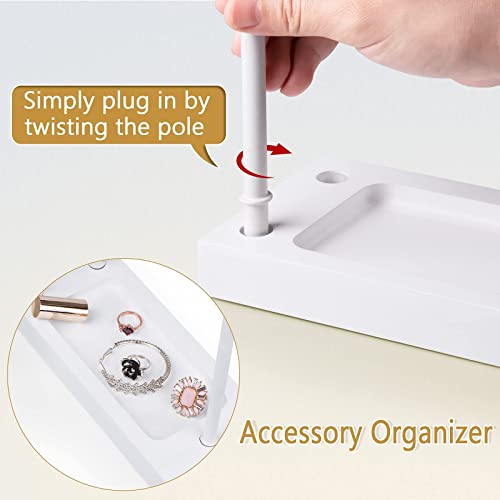 SRIWATANA White Jewelry Organizer Stand, Extra Tall 3-Tier Necklace Holder - color: white
