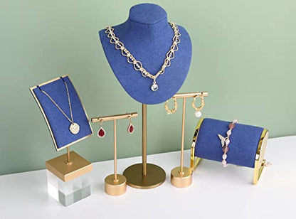 Gold Metal Small Earring T Bar Stand Retail Display Holder, Retail Jewelry photography props for Show【Gold-Round Base Height 4.5"】 - color: Gold, size: Low