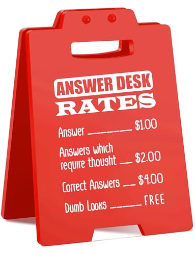 Funny Office Cubicle Decor Answer Desk Rates Sign Fun Humor Sarcastic Gifts for Women Men Boss Lady Coworker Team Employee Valentines Day Appreciation White Elephant gift - style: Answer Desk Rates Sign