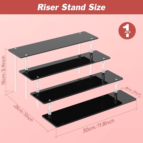 4 Tier Acrylic Display Risers, Black Perfume Organizer, Cupcake Stand