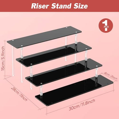 4 Tier Acrylic Display Risers, Black Perfume Organizer, Cupcake Stand