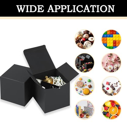 SHIPKEY 10 Pcs Black Gift Boxes with Lids | 5x5x5 Inches Durable Square Gift Boxes | Gift Box for Wedding, Christmas, Holidays, Birthdays and All Other Occasions (13x13x13cm) - color: Black, size: 5"x5"x5"