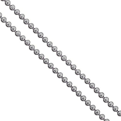 Stainless Steel Military Ball Bead Chain 2mm 3mm 4mm 6mm Dog Tag Link Pallini Necklace - size: Length 30 Inches, style: 2.0mm