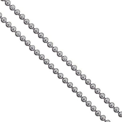 Stainless Steel Military Ball Bead Chain 2mm 3mm 4mm 6mm Dog Tag Link Pallini Necklace - size: Length 24 Inches, style: 2.0mm