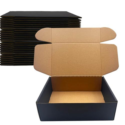 24 Pack 9x6x3 inches Black Shipping Boxes, Cardboard Packaging Mailing Box - size: 9x6x3 Inches