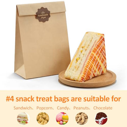BagDream #4 Brown Paper Lunch Bags 5x2.95x9.45 Kraft Paper Bags 100Pcs Bulk - color: Brown, size: 5x2.95x9.45 Inch (Pack of 100)