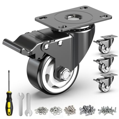 HOLKIE 3 Inch Heavy Duty PP Swivel Casters, Dual Brake, 4 Pack - style: 3"
