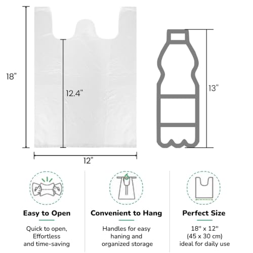500 Pcs Clear T Shirt Shopping Bag, 12''W x 18''H
