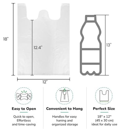 500 Pcs Clear T Shirt Shopping Bag, 12''W x 18''H