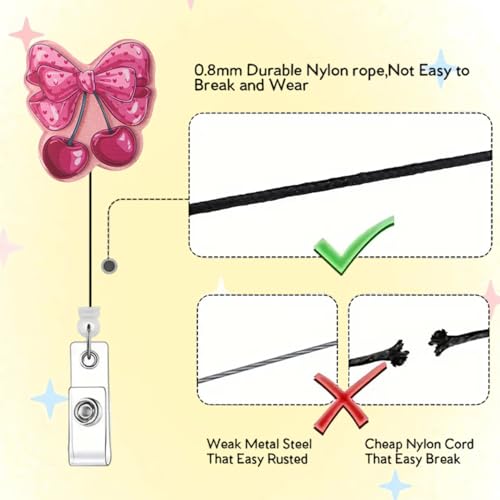 RIICFDD Badge Reel Glitter Pink Bow Cherry Badge Holder 1 Pcs - color: Funny Styl 56