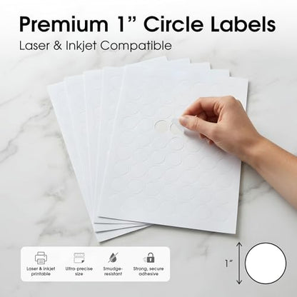 1" Circle Labels for Laser & Inkjet, Spartan Industrial Template C002 - size: 1" Circle