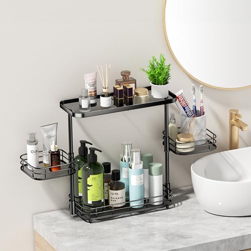 VITVITI 3 Tier Bathroom Organizer Countertop, Counter Storage Shelf, Black - color: 3 Tier Rotating Black