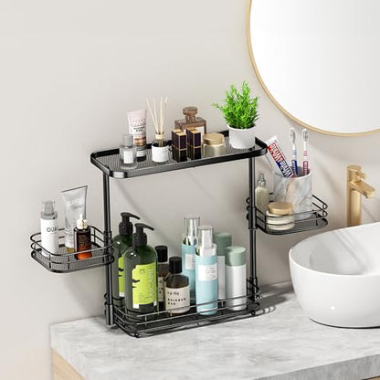 VITVITI 3 Tier Bathroom Organizer Countertop, Counter Storage Shelf, Black - color: 3 Tier Rotating Black