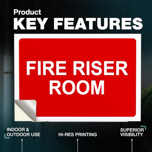 Fire Riser Room Sticker, 7 x 10 Inch Self-Adhesive Vinyl Decal