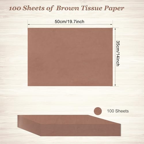 100 Sheets Brown Tissue Paper Artdly 14 x 20 Inches Brown Wrapping Paper Bulk for Weddings Birthday DIY Project Christmas - color: Brown, size: 14x20 Inch (Pack of 100)