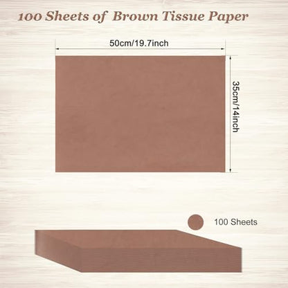 100 Sheets Brown Tissue Paper Artdly 14 x 20 Inches Brown Wrapping Paper Bulk for Weddings Birthday DIY Project Christmas - color: Brown, size: 14x20 Inch (Pack of 100)