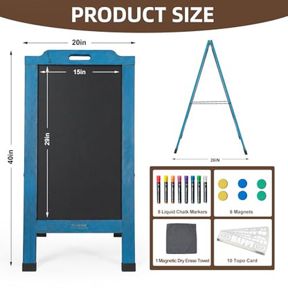 Magnetic Portable A-Frame Chalkboard Signs, 40" × 20", Blue - color: A-portable-blue