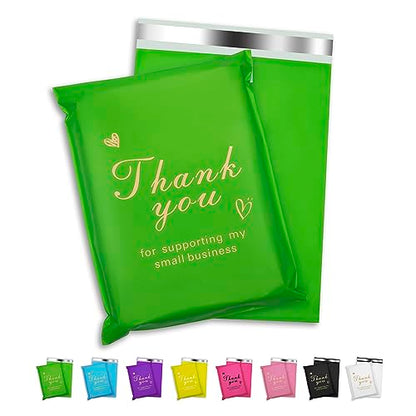 Thank You Poly Mailer 10x13 Inch 100 Pcs, Green - color: Green, size: 10x13 Inch 100 pcs