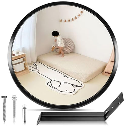12” Acrylic Convex Mirror for Room, Adjustable Fixing Bracket - size: 12in without brim