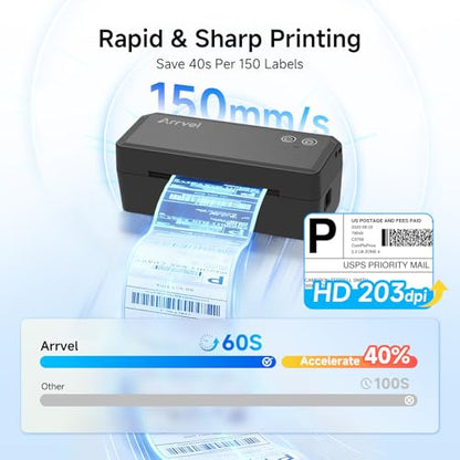 Bluetooth Thermal Label Printer w/ Stand, 4x6 Shipping Label Printer - color: Black