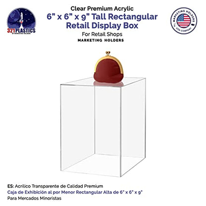 Acrylic Display Case for Collectibles 6" x 6" x 9" No Assembly Box for Figures Dolls Toys Memorabilia Dust Cover No Base 1 Side Open by Marketing Holders - size: 6"w x 9"h