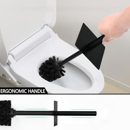 Black Line Design Resin Toilet Bowl Holder and Brush Set, Stylish Bathroom Cleaning Tool with Durable Bristles, Compact and Functional - style: Black Lined