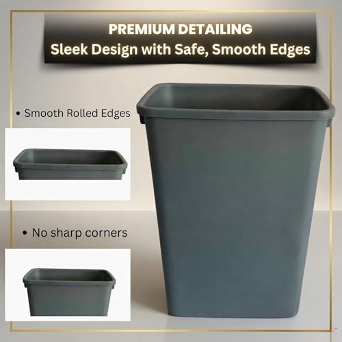 44-Quart Plastic Grey Trash Can, 11-Gallon, Durable Garbage Bin - color: Grey, size: Single-Bin