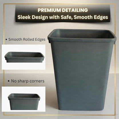 44-Quart Plastic Grey Trash Can, 11-Gallon, Durable Garbage Bin - color: Grey, size: Single-Bin