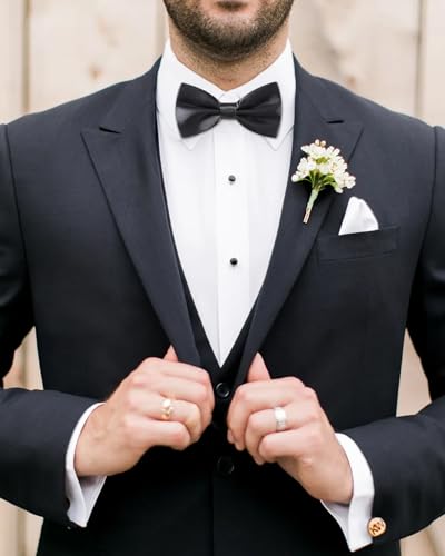 AWAYTR Bow Ties for Men - Pre-Tied Adjustable Tuxedo Style for Wedding - color: Dark Gray