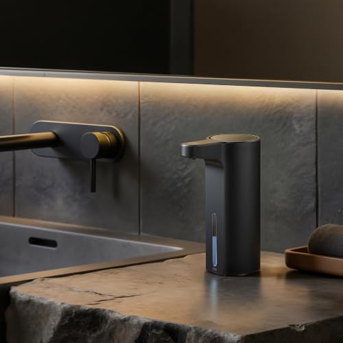 EKO Aroma 9 fl oz Automatic Liquid Soap Dispenser, Rechargeable Soap Dispenser for Kitchen and Bathroom with Adjustable Volume Control (Matte Black Steel) - color: Matte Black, size: 9 oz