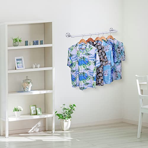 White Industrial Pipe Clothing Rack, 30 Inch Pipe Clothes Rack, Wall Mounted Detachable Garment Bar, Heavy Duty Iron Hanging Rod for Closet Storage - color: White