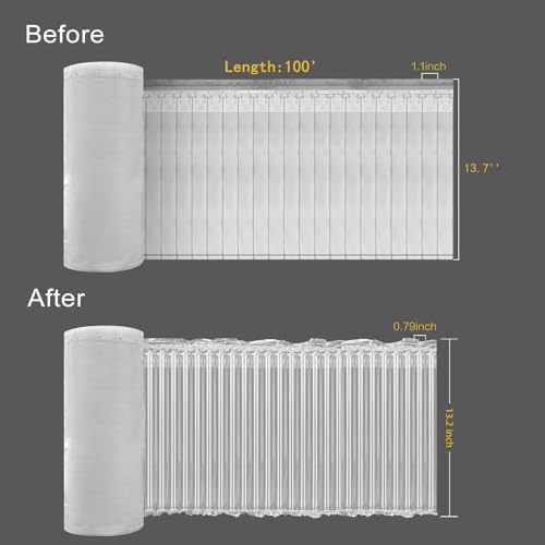 Large Bubble Cushioning Wrap for Packing 13.7inch*100feet, Inflatable Big Air Pillows for Shipping & Heavy Duty Moving Supplies Recyclable Packing Material for Fragile Items Shipping Supplies - size: 13.7''*100'