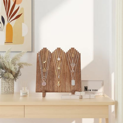 Lolalet Wooden Necklace Display Stands for Selling -1 Pack, Oak