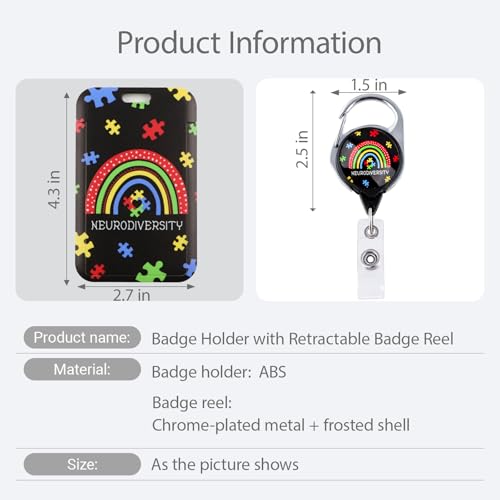 Autism Aware Badge Reel Retractable ID Holder Cute Name Reel Clip Vertical ID Key Card Badge Holder for Women Nurse Teacher Preppy School Student - color: 2 Autism Aware