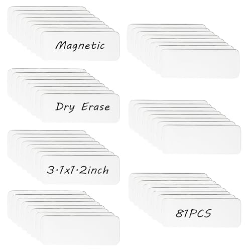 81Pcs Magnetic Dry Erase Labels,3.1x1.2Inch White Name Tags,Reusable Label Tag for Office,Refrigerator,White Board,Locker - color: White
