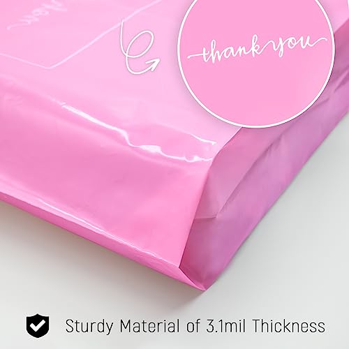 Thank You Shopping Bags - Soft Loop Handles Pink 50Pcs 10x12In - color: Pink, style: 10x12 in