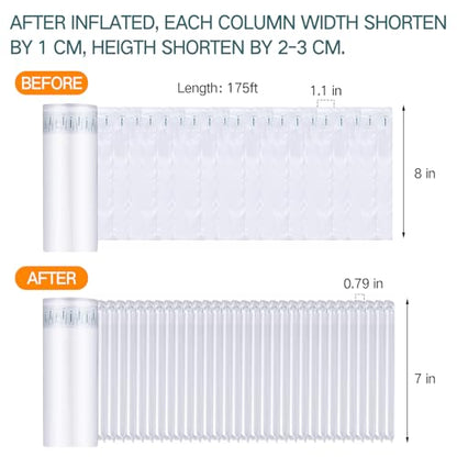 PerKoop 1 Rolls Inflatable Air Pillows, 8" X 175' Wrap with Pump - size: 8"x175'