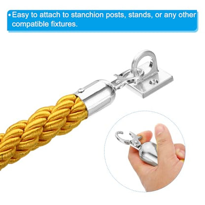 PATIKIL Stanchion Rope, 1.2m/3.9Ft Barrier Rope Twisted Post Ropes for Posts Stands Queue Divider Crowd Control of Hotel, Yellow Silver - color: Yellow, Silver, size: 3.9Ft