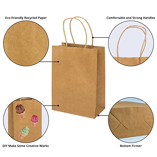 HavrePac Gift Paper Bags with Handles 5.9x3.15x8.26 inch 100 Pack Brown - color: Brown