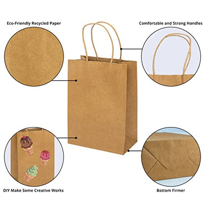 HavrePac Gift Paper Bags with Handles 5.9x3.15x8.26 inch 100 Pack Brown - color: Brown