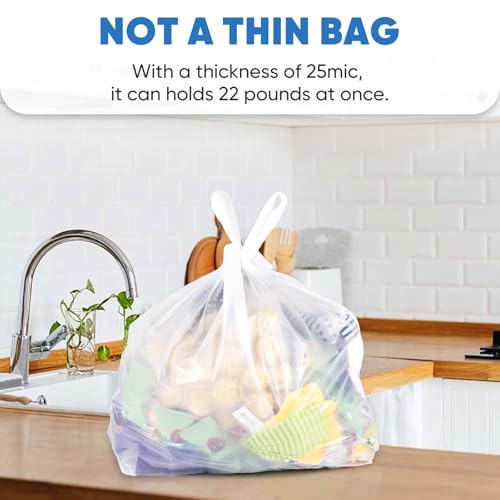Plastic Bags, (11.5”x 6.5" x 21”)(200Pack) White Plastic Shopping Bags with Handles for Small Business Grocery T Shirt Bag Reusable and Disposable, in Bulk - size: 4 Gallon / 200 Count