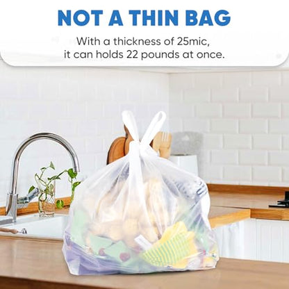 Plastic Bags, (11.5”x 6.5" x 21”)(200Pack) White Plastic Shopping Bags with Handles for Small Business Grocery T Shirt Bag Reusable and Disposable, in Bulk - size: 4 Gallon / 200 Count