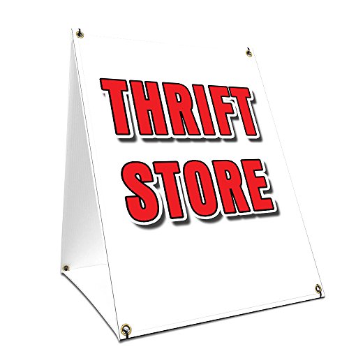 A-Frame Sidewalk Thrift Store Sign with Graphics On Each Side | 18" X 24" Print Size